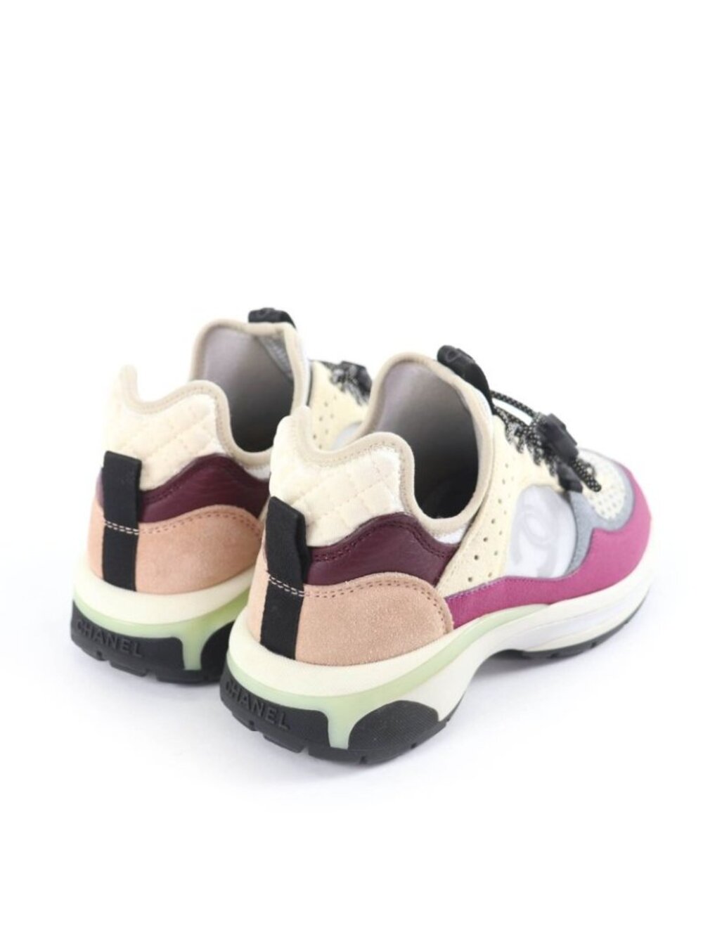 Chanel CC Logo Leather Lace Up Mesh Sneakers Multi 36 - Picture 2 of 14